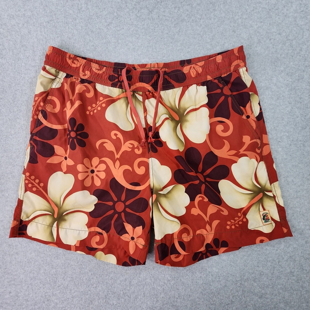Tommy Bahama Relax Swim Trunks Mens XL Red Hawaiian Floral Tropical Pockets 38x6